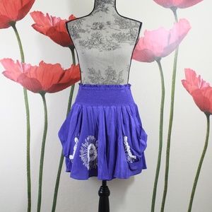 Anthropologie Purple White Fun Floral Sequin Skirt